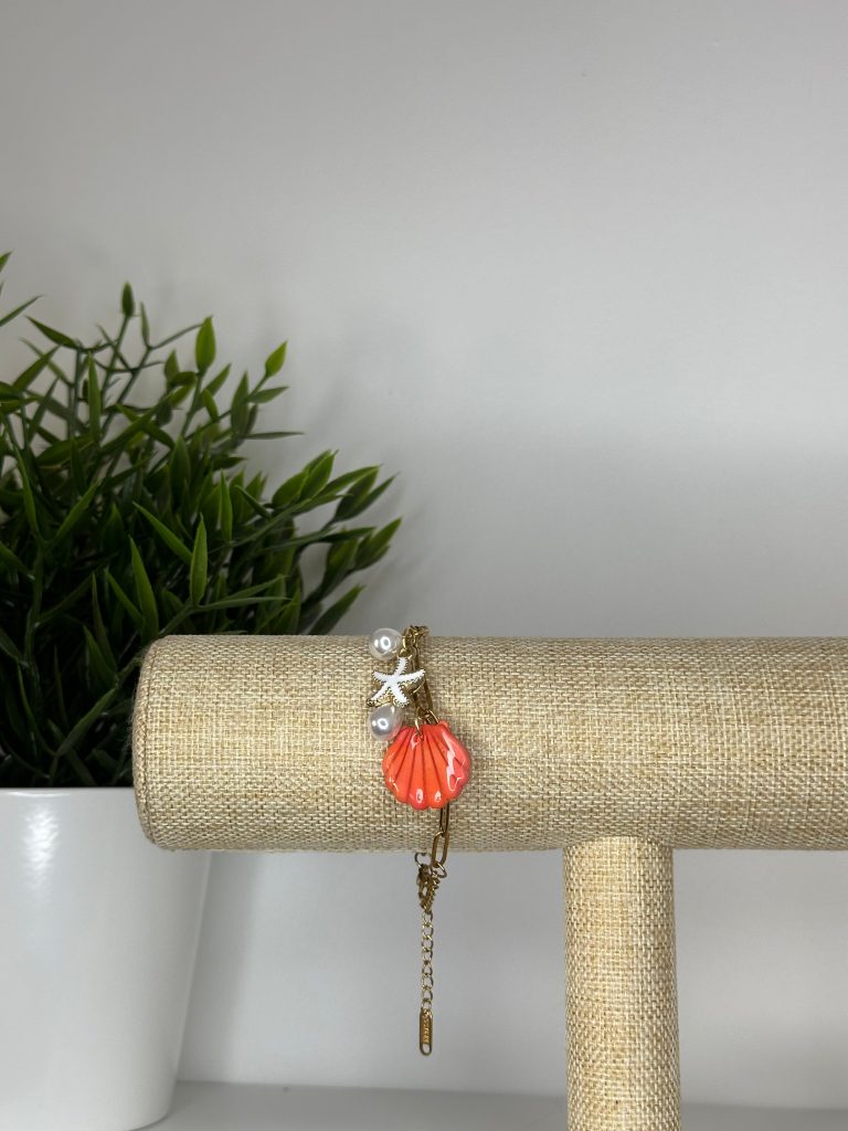Bracelet charms – Coquillage corail