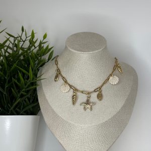 Collier charms - coquillage beige