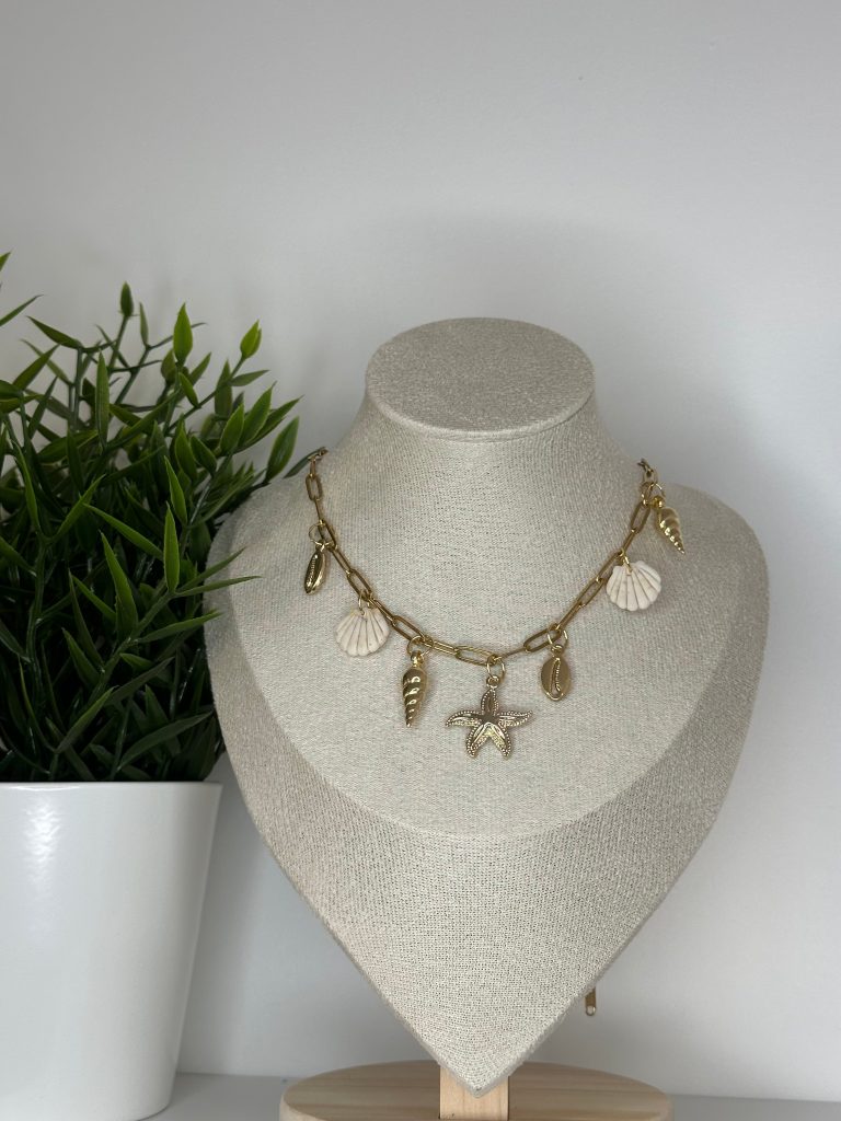 Collier charms – coquillage beige