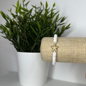 Bracelet heishi - Blanc & étoile de mer