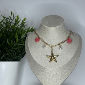 Collier charms - coquillage terracota